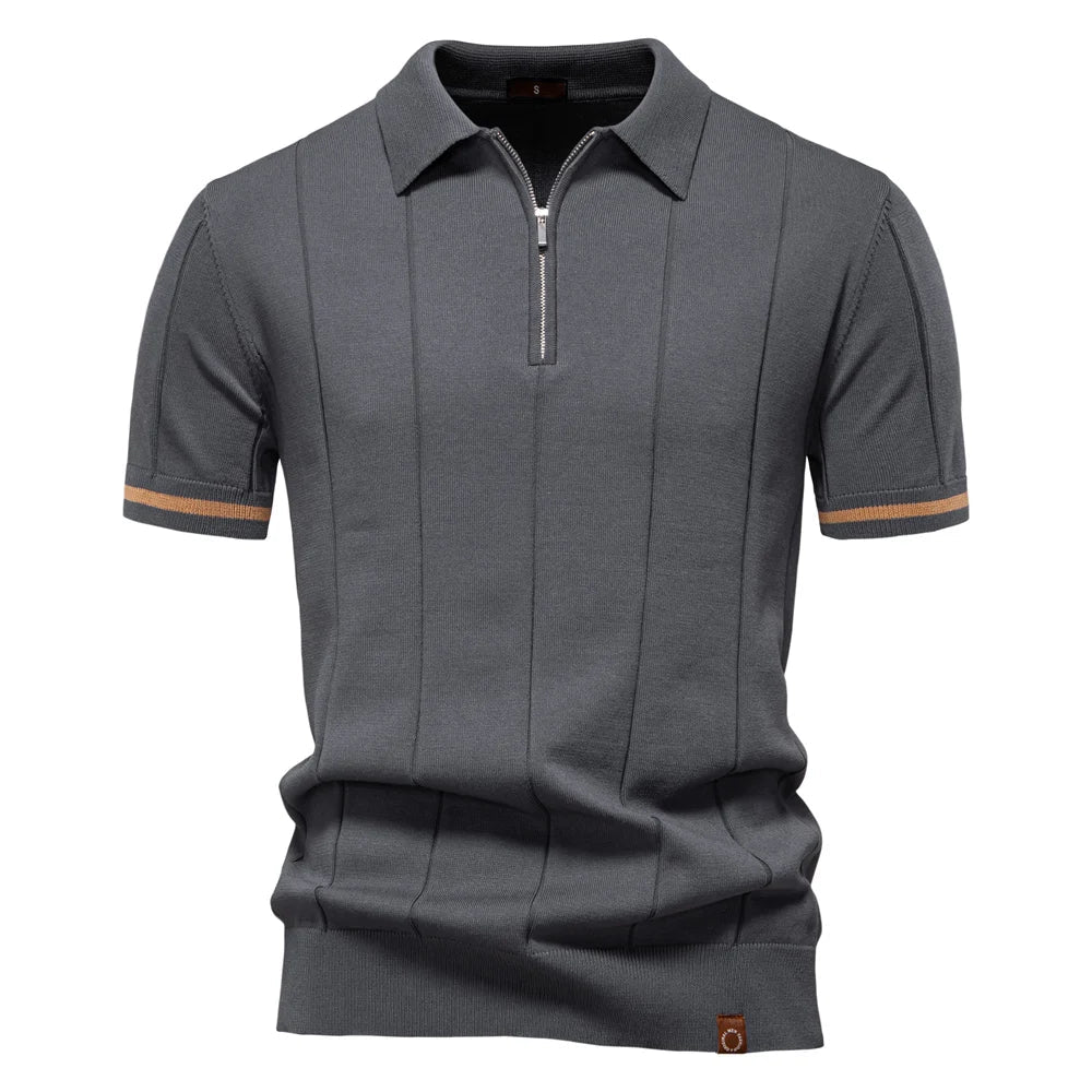Ribbed Zip Polo