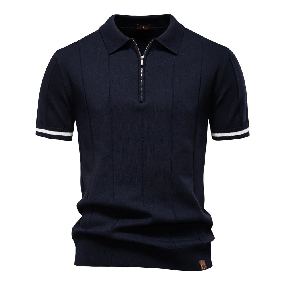 Ribbed Zip Polo