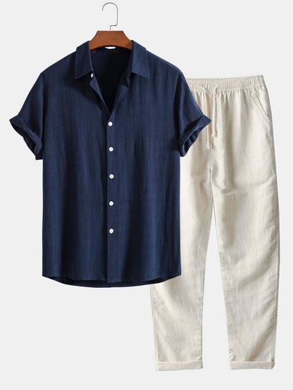 Short Sleeve Waffle Polo Set
